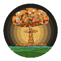 Nuclear Explosion Orange Sticker by Sergey Kolbasov