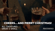Merry Christmas Cheers GIF by MASTERPIECE | PBS