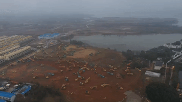 Drone Footage Shows Speedy Construction of New Hospital in Wuhan (FILE)