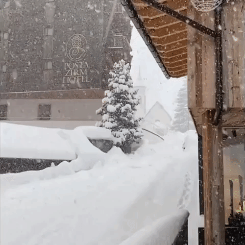 Heavy Snow Blankets Parts of Northern Italy's Dolomite Mountains