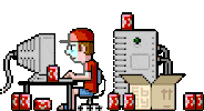 Pixel Working Sticker by eBoy
