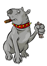 rickkhughes dog knife tough stab Sticker