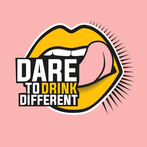 DaretoDrinkDifferent giphyupload logo tongue mouth GIF