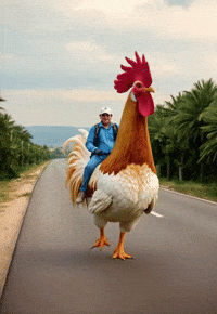 Pincel_app running run chicken ride GIF