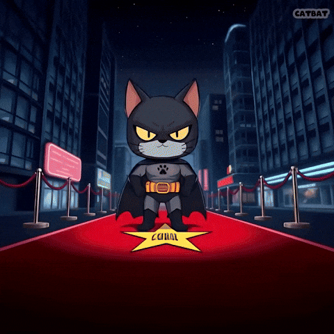 catbatmeme giphyupload fight cat meme GIF