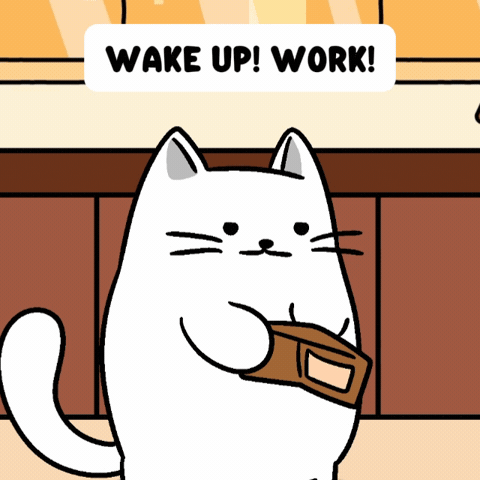 White Cat Morning Motivation GIF by MESA My Emotional Support Animal