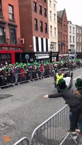 Street Cleaner Gets The Crowd Going at Dublin's Saint Patrick's Day Parade