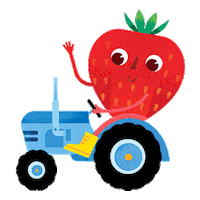 onceuponafarm wave waving strawberry farm Sticker