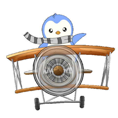 Flying On My Way Sticker by Pudgy Penguins