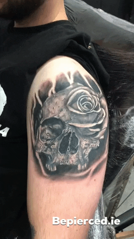 bepierced tattoo rose tattoo skull tattoo arm tattoo GIF