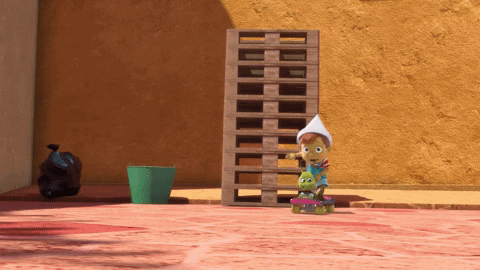 pinocchioandfriends giphygifmaker lets go skate pinocchio GIF