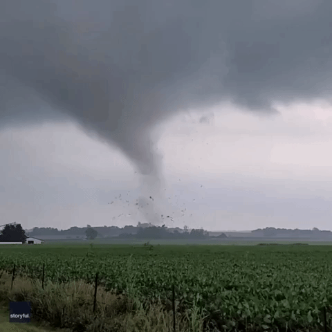 Tornado Litters Fields With Debris in Far North Illinois