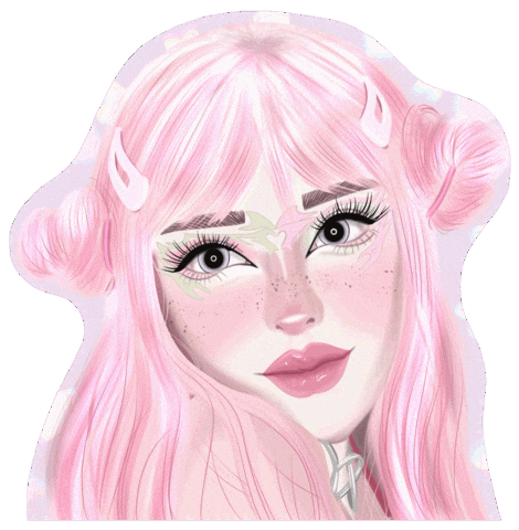 Spiritedartwork pink japanese cute girl make up Sticker