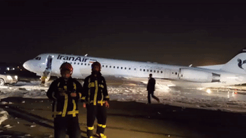 Plane Catches Fire During Landing at Tehran's Mehrabad Airport