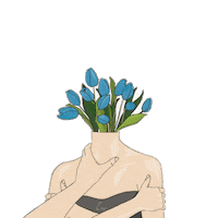 eweeillustration girl flower mood flowers Sticker