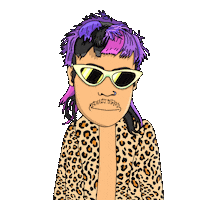 Mullet_Dragon glasses head leopard mullet Sticker