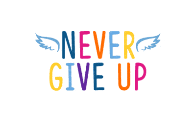 Never Give Up Sticker by Angelman Syndrome Foundation