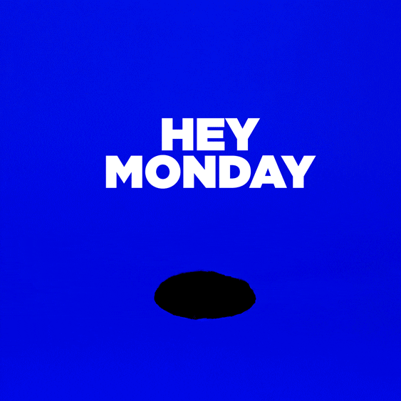 Stop motion gif. Hand pops out of a hole in the ground to stick up a middle finger, and then slides back down into the hole. Text, “Hey Monday.”