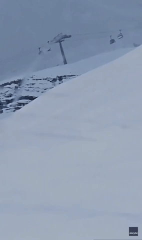 Chairlift Blows Around as High Speed Winds Hit Ski Domain