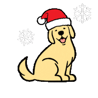 mulligansproshop santa golden retriever santa paws mulligan Sticker