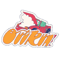 estudio_pum illustration car lettering videogame Sticker