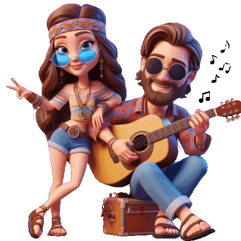 elistorycriativo mulher homem violão elistorycriativo hippie Sticker