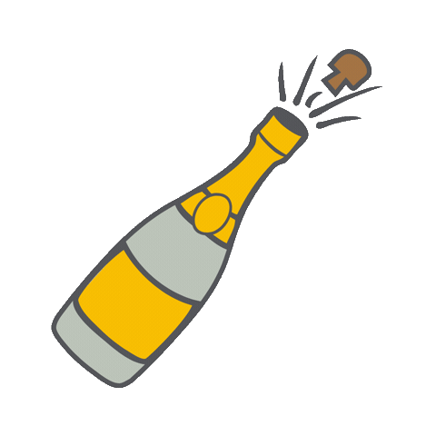 Champagne Celebrating Sticker by Suez Thee