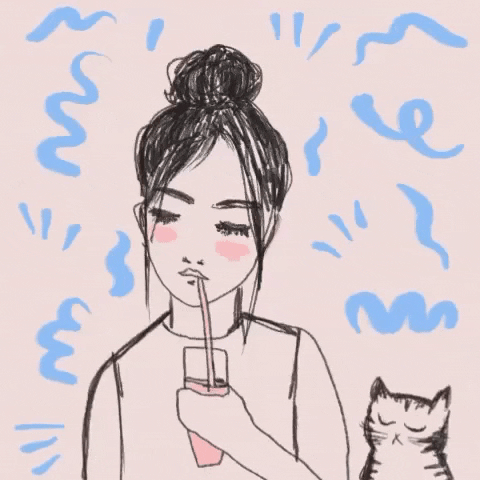 annamischke cat girl drink tired GIF