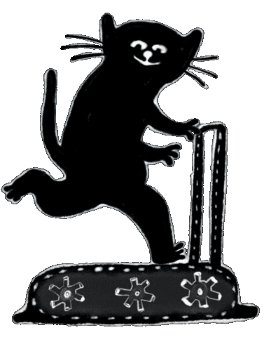 Black Cat Running Sticker by Yutok