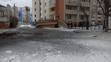 Footage Shows Damage at Kharkiv Residential Building