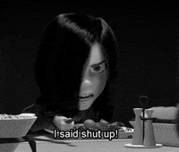black and white shut up GIF
