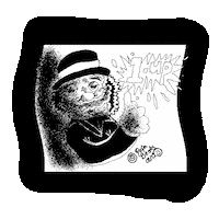 papabecksart black and white hat 1up Sticker