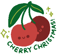 radiatepositivitystudio christmas merry christmas cherry pun Sticker