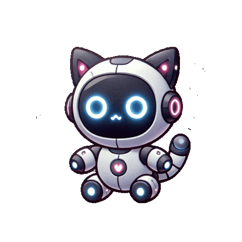 Robot Cat Sticker by Preneura