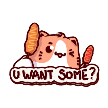 budjifriends cats toto you want some corn dogs Sticker