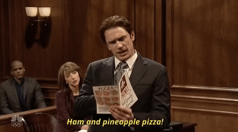 james franco ham and pineapple pizza GIF by Saturday Night Live