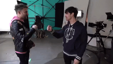 jordanmcgraw giphygifmaker high five fist bump joe jonas GIF