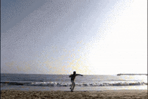 jefffa-fa beach ocean arrested development throwing letter in ocean GIF