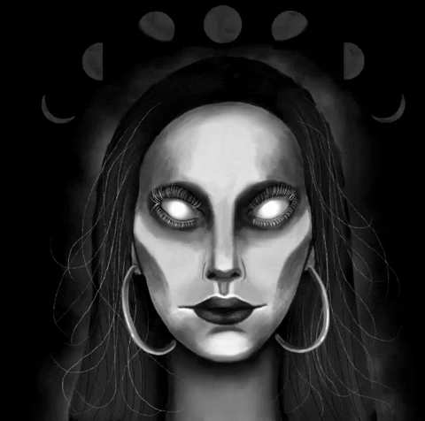 mansondii moon creepy spooky witch GIF