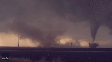 Powerful Tornado Sweeps Through Wind Farms in North Texas
