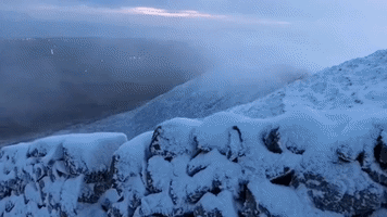 Snow Creates Wintry Scene in Northern Ireland's Mourne Mountains