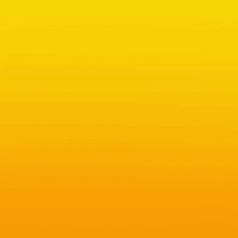 Digital art gif. Hand with henna tattooing sloshes a cup of coffee with a Hamsa and the message "Good morning," on a yellow-orange background.