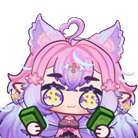 OkamiraVT money vtuber cash chibi Sticker