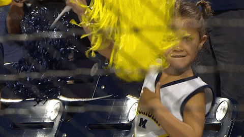 umichathletics giphygifmaker fans cheerleader michiganbaseball GIF