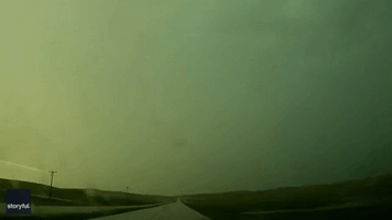 Car Cam Captures Moment Lightning Strikes Ground Near North Dakota-Montana Border