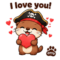 I Love You Heart Sticker by Otto the Otter by GleeSpace