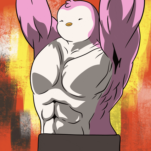 Flexing Six Pack GIF by Pudgy Penguins