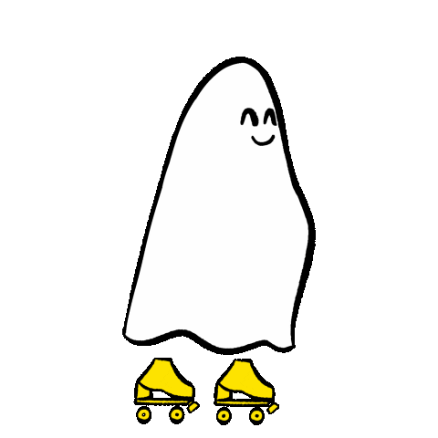 grantaart halloween ghost spooky rollerskating Sticker