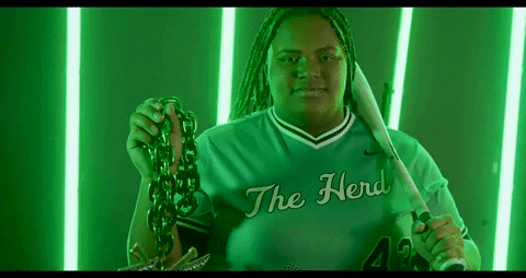 Bat Softball GIF by Marshall University Athletics