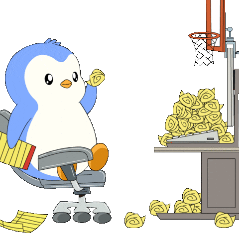 Bored Paper Toss Sticker by Pudgy Penguins